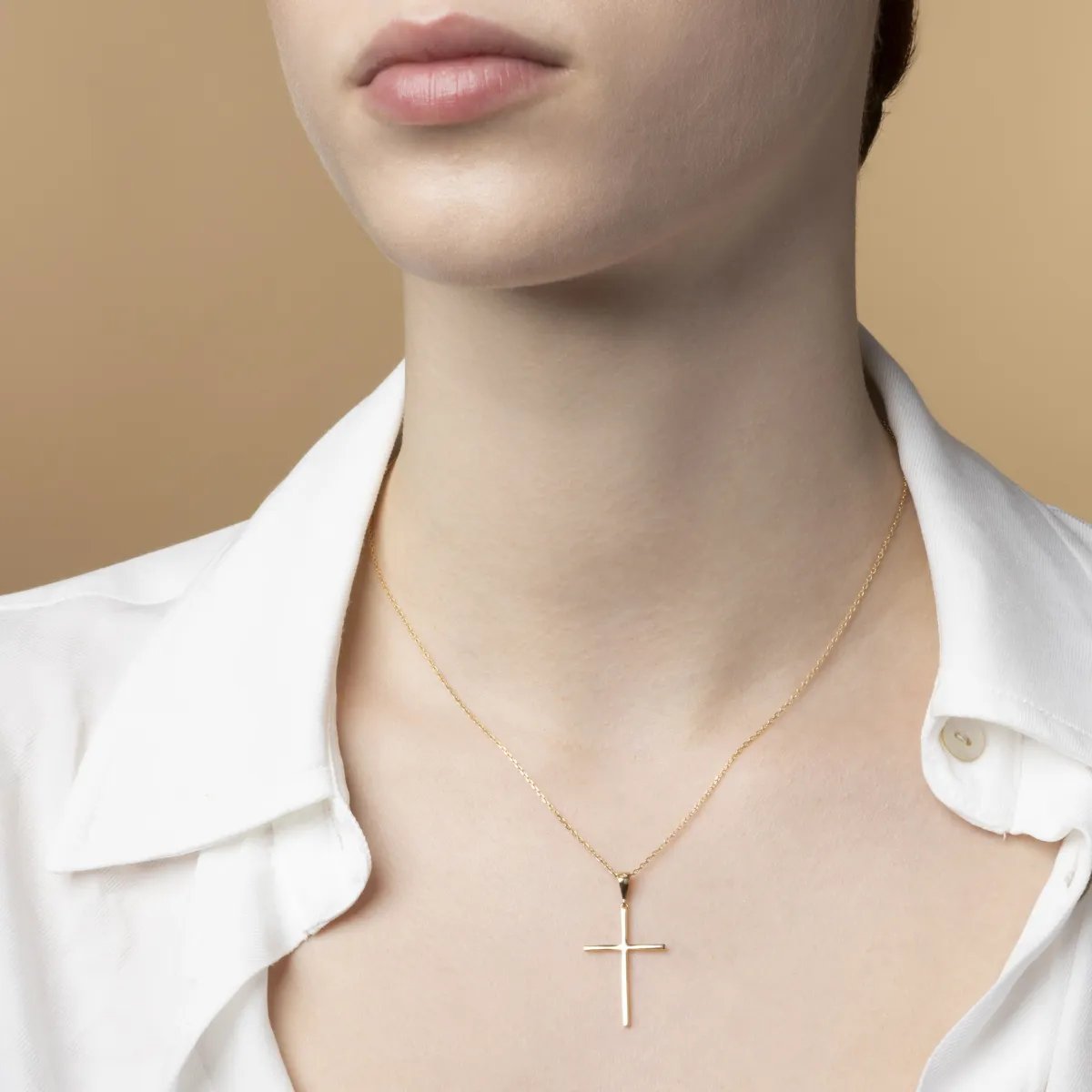 Yellow gold classic cross pendant