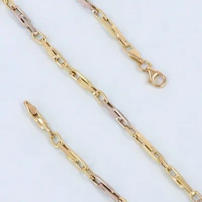 Hollow white and yellow gold chain