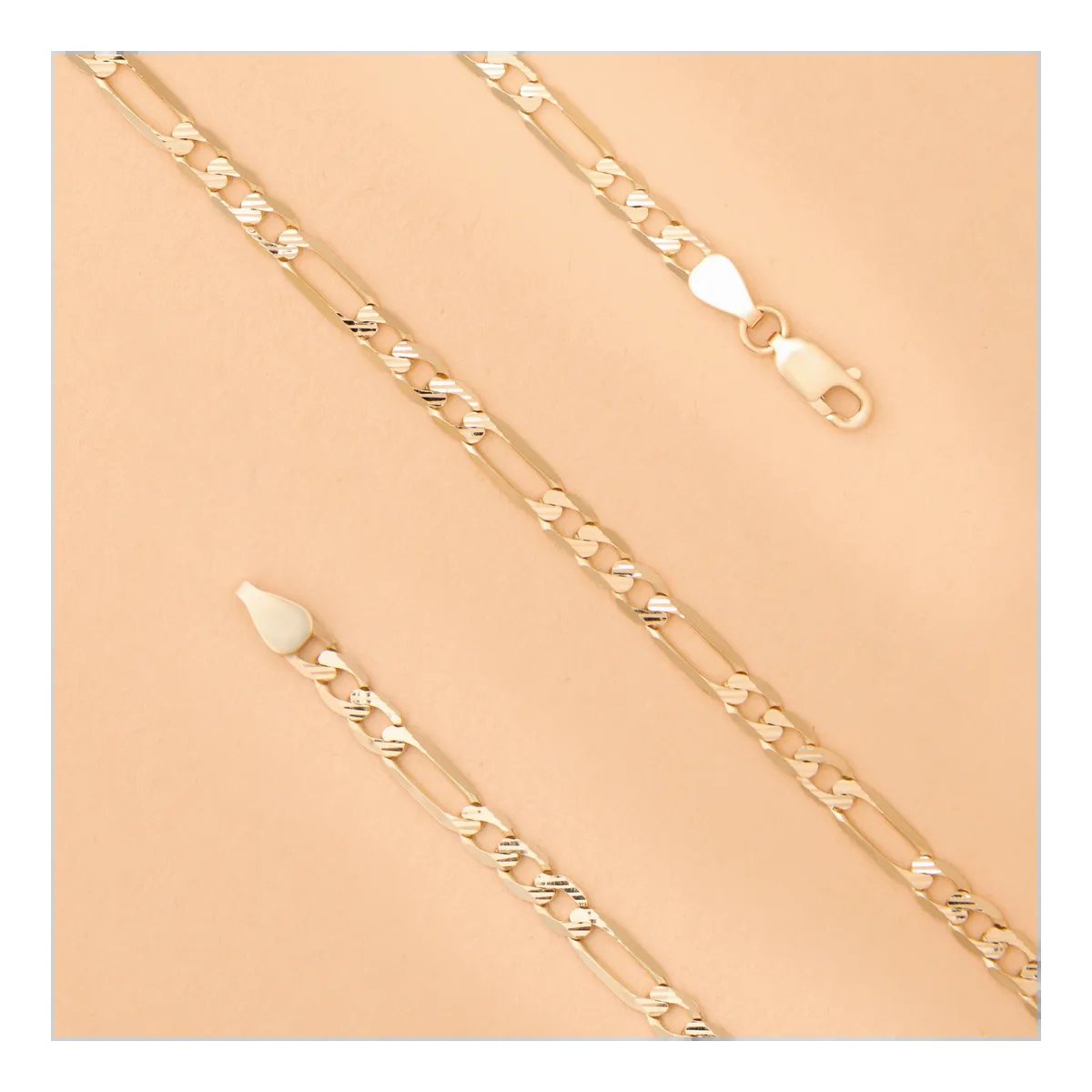Flat Figaro - Diamond-cut/Engraved Gold Chain
