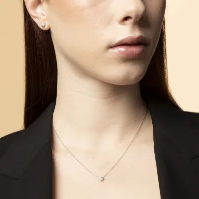 Set (necklace + earrings) in white gold with cubic zirconia