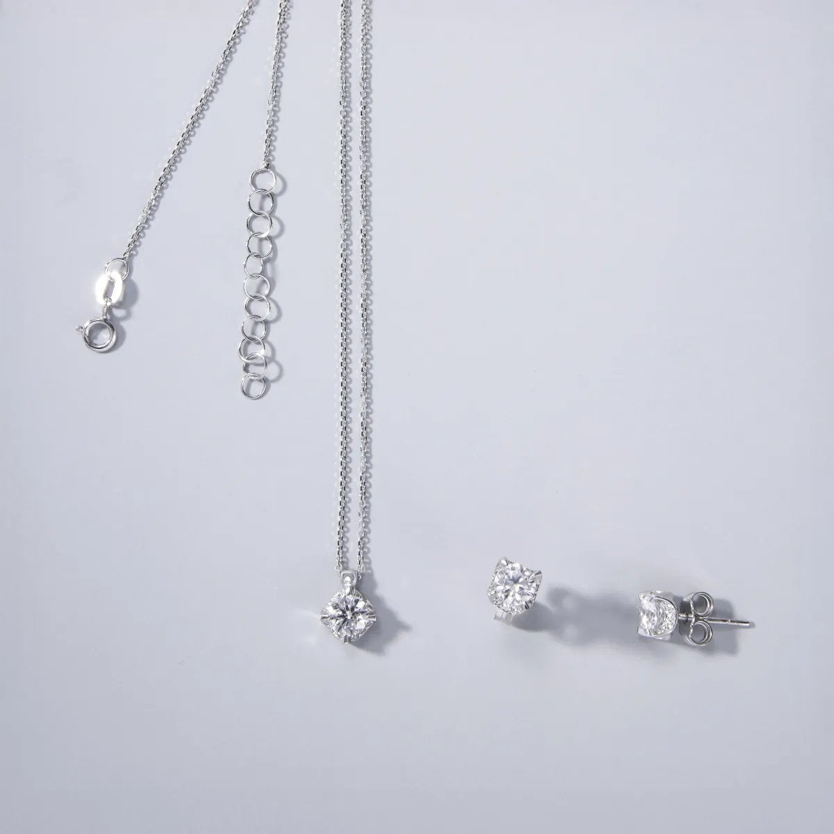 White gold set (necklace + earrings) with cubic zirconia