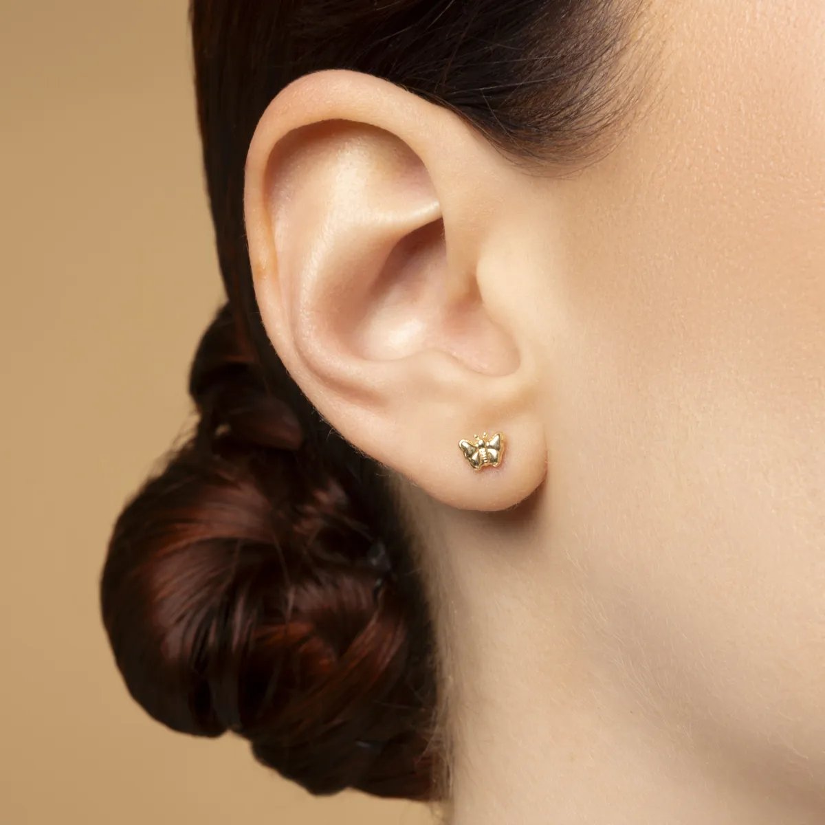 Yellow gold butterfly earrings with cubic zirconia