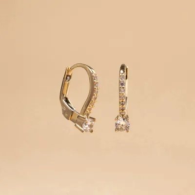 Yellow gold monachella earrings with cubic zirconia