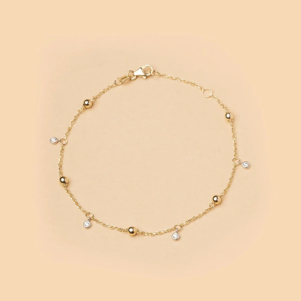 Lightweight set (bracelet and necklace) in yellow and white gold with zirconia